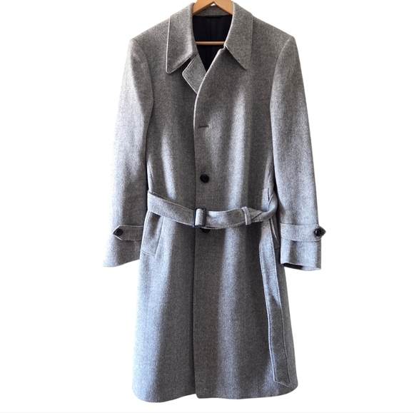 McGregor Women's Coat Gray Size EU 42 US XL Wool Belted Pockets Button Down - Picture 2 of 15